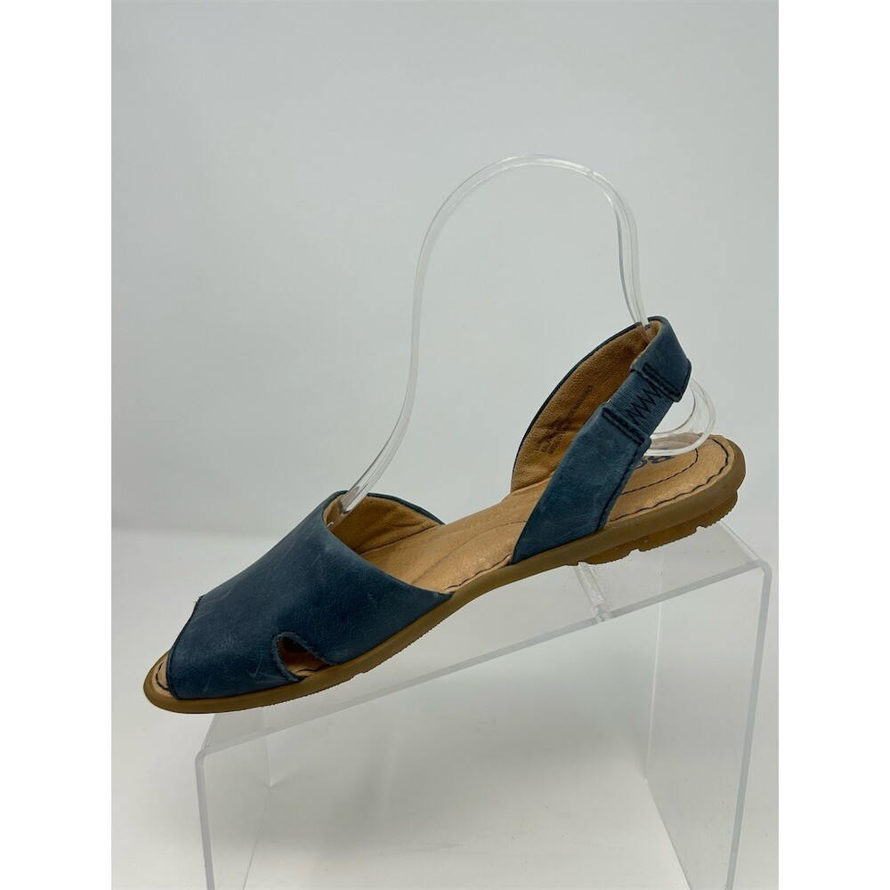Børn Trang Womens Slingback Flat Sandals Navy Blue Open Toe Comfort Size 7 - Picture 3 of 14